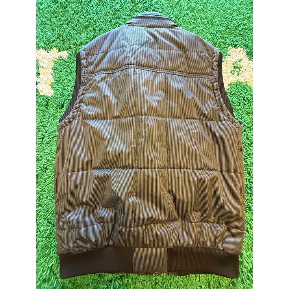 Unbranded Pinstripe Puffer Vest Mens Large Black Grey Excellent Quilted Zip Up - Picture 6 of 12